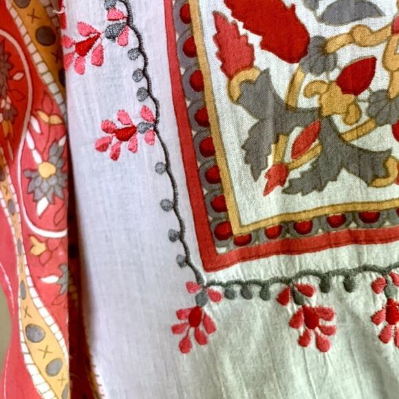 CZ Cover-Ups Cotton Geometric Print Boho Embellished Tunic Large - Picture 6 of 9